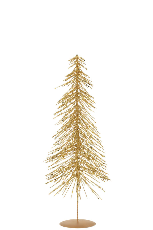 Christmas Tree Glitters Plastic Gold Colored Medium