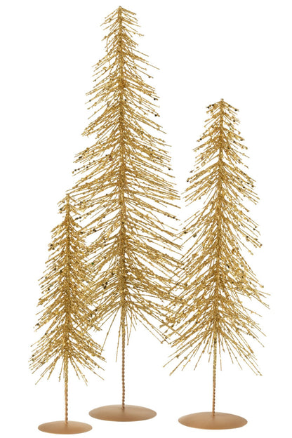 Christmas Tree Glitters Plastic Gold Colored Large