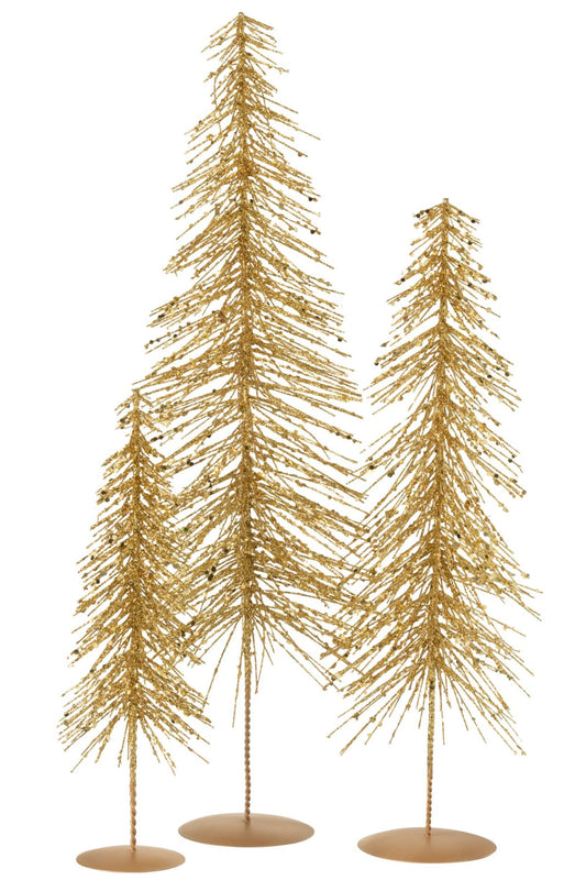 Christmas Tree Glitters Plastic Gold Colored Large