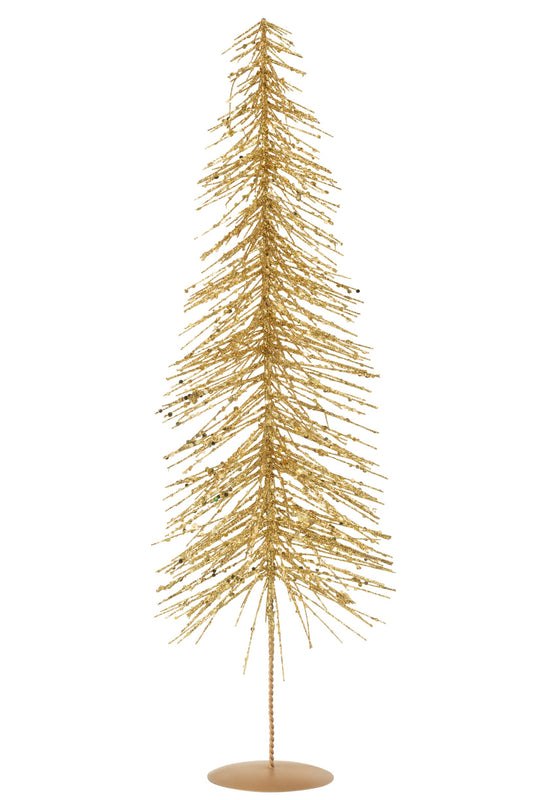 Christmas Tree Glitters Plastic Gold Colored Large