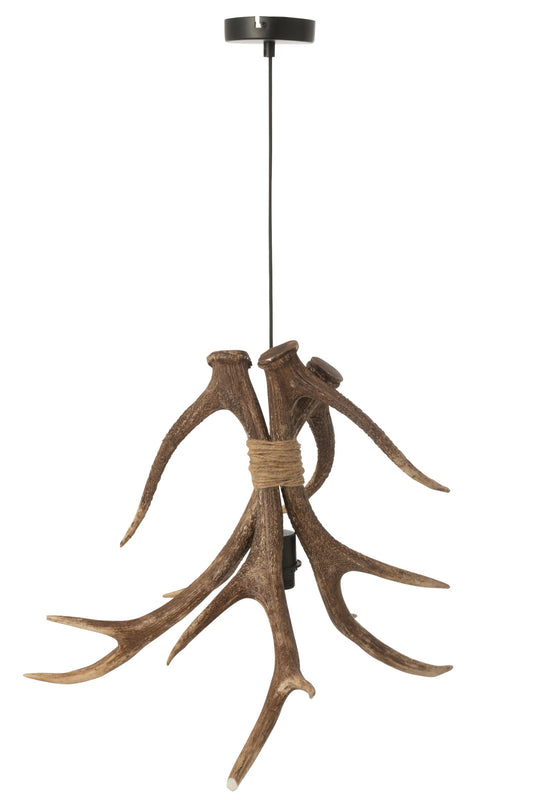 Plafondlamp gewei polyresin bruin groot