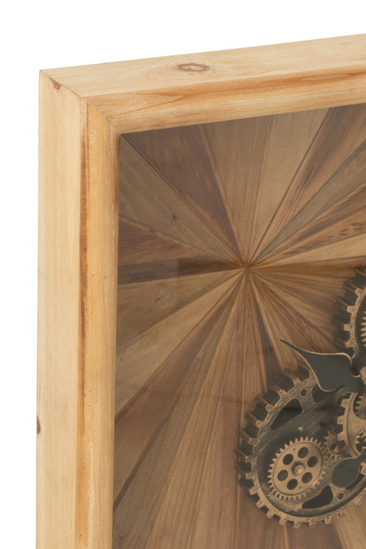 Wall Clock Square MDF Natural Small