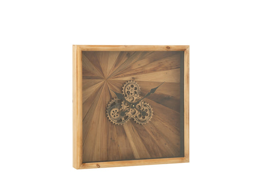 Wall Clock Square MDF Natural Small