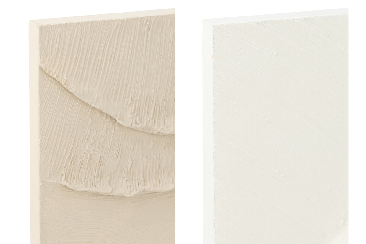 Painting Wave Acrylic Ecru/Beige Assortment Of 2