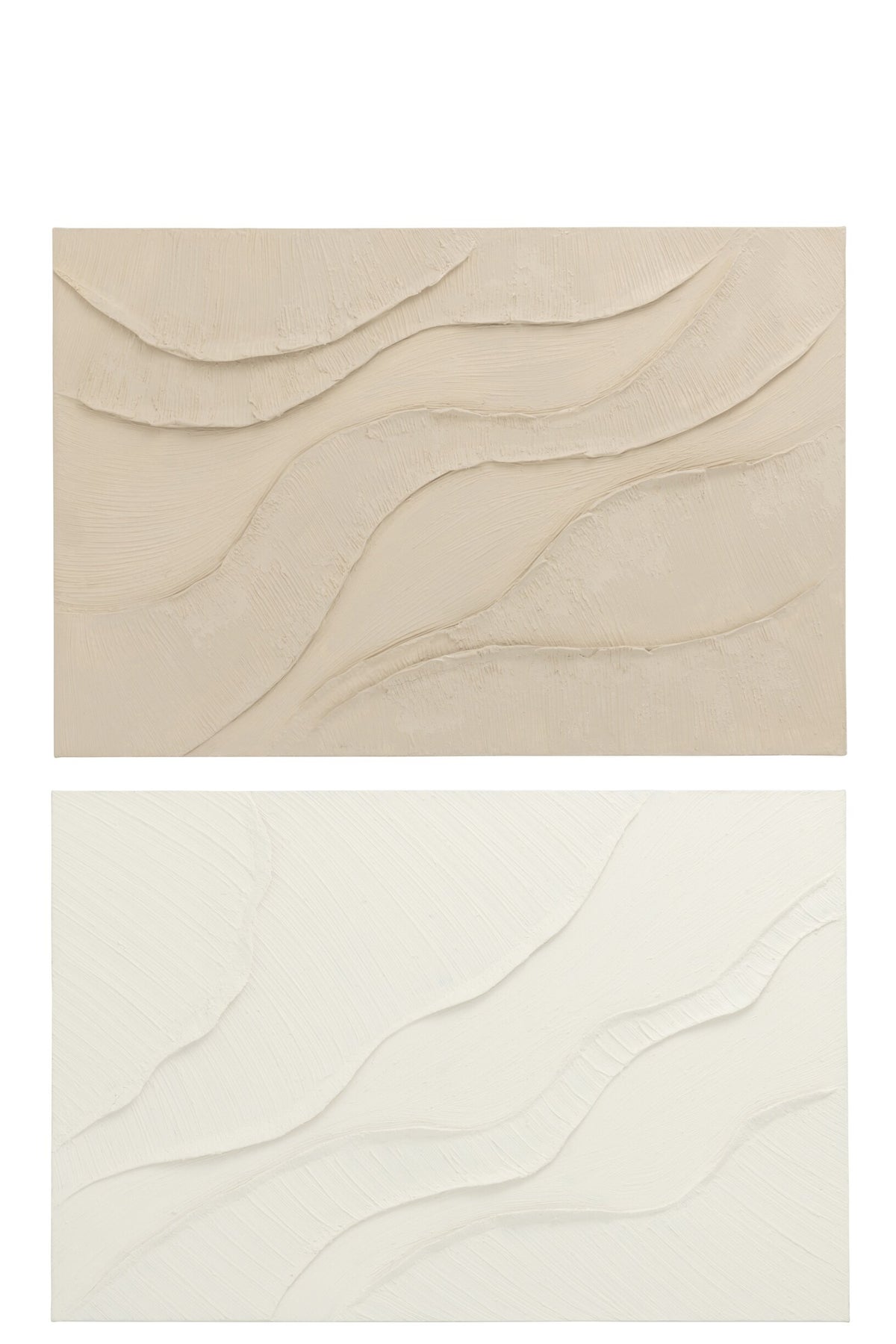Painting Wave Acrylic Ecru/Beige Assortment Of 2