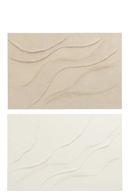 Painting Wave Acrylic Ecru/Beige Assortment Of 2