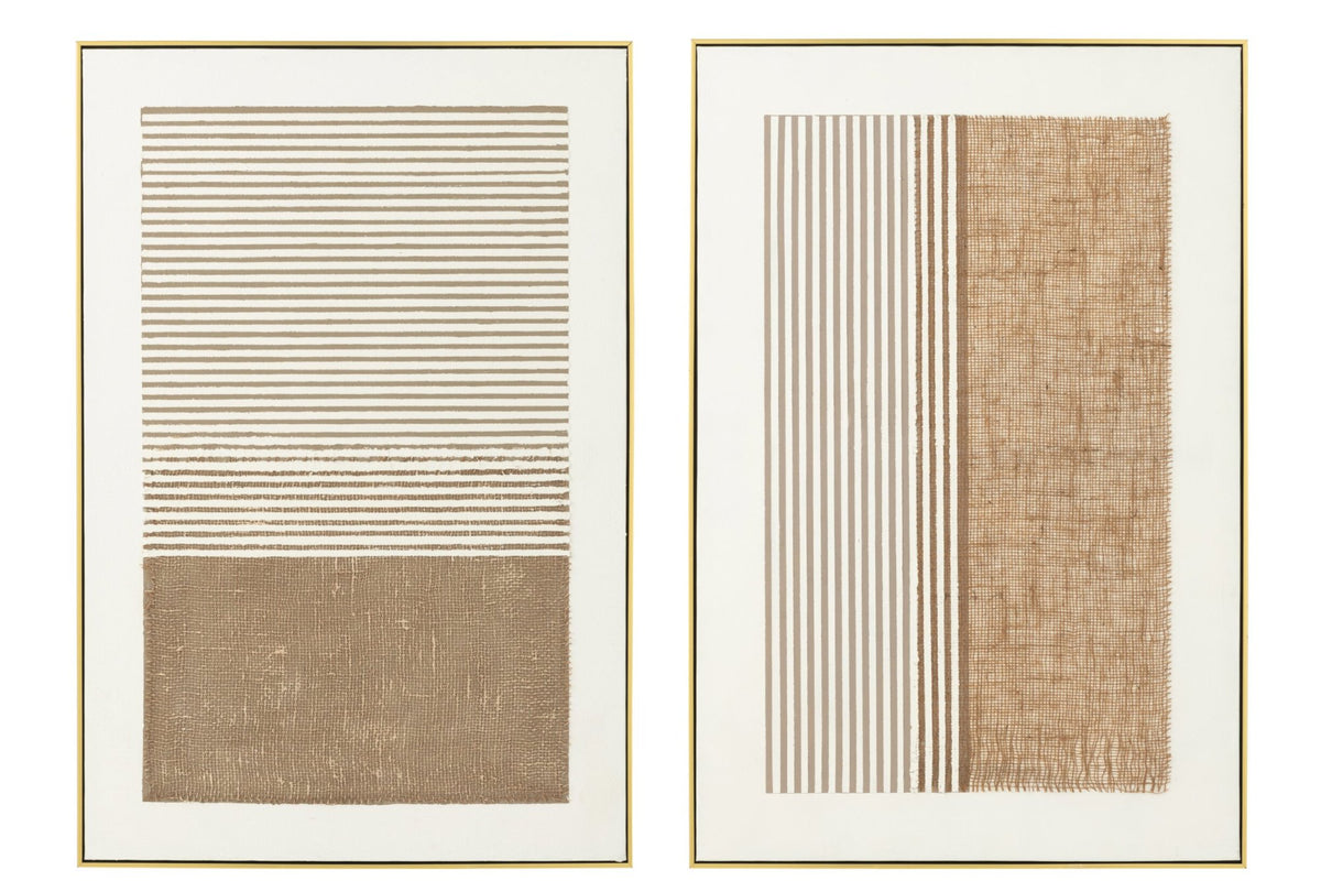 Painting Lame Acrylic Ecru/Taupe Assortment Of 2