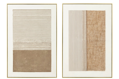 Painting Lame Acrylic Ecru/Taupe Assortment Of 2