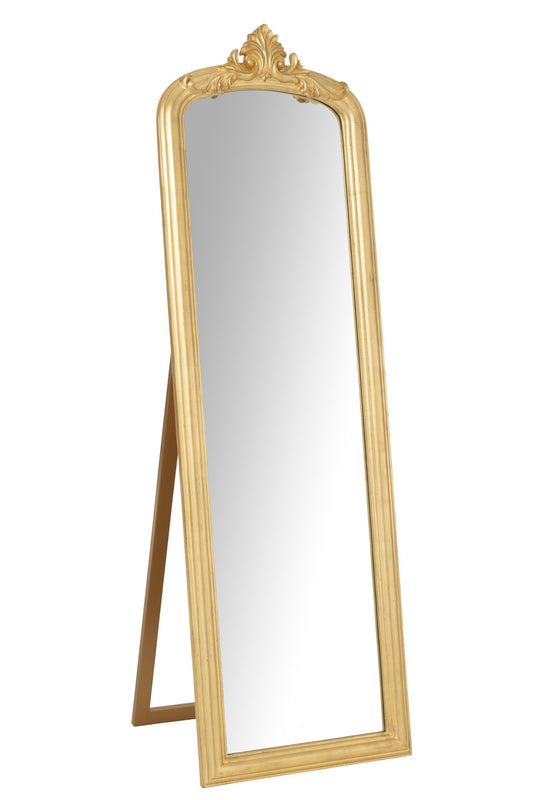 Standing Mirror Emi Wood Gold Colored