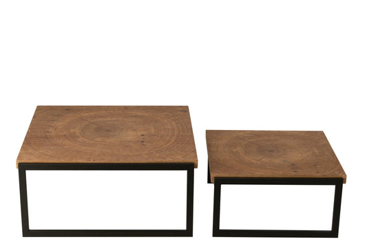 S/2 Coffee Table Dos MDF Natural/Black