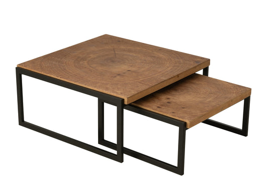 S/2 Coffee Table Dos MDF Natural/Black