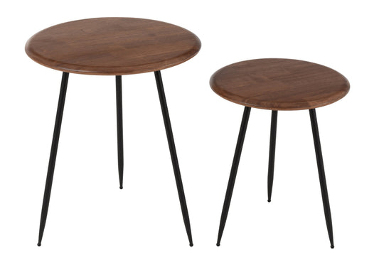 Set Of 2 Coffee Table Neo Rubber Natural/Black