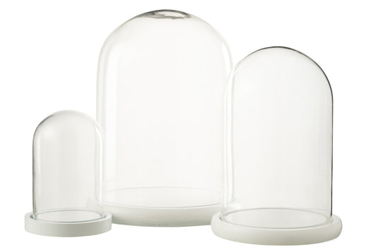 Decoratief stolp pot glas wit groot