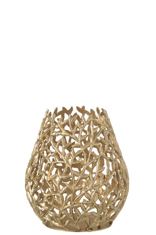 Floor Vase Leaf Aluminium Gold Colored
