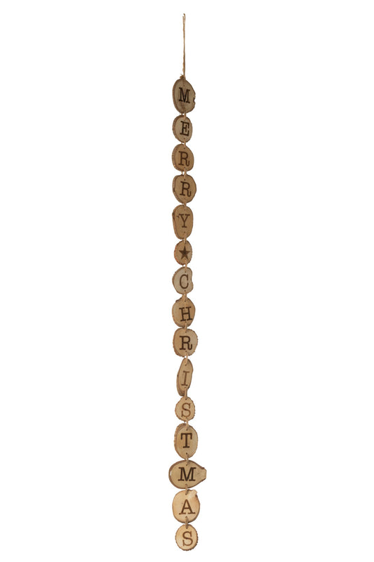 Garland Merry Christmas Albasia Wood Natural