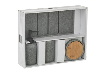 Soap Dispenser On Tray Polyresin Dark Grey/Natural