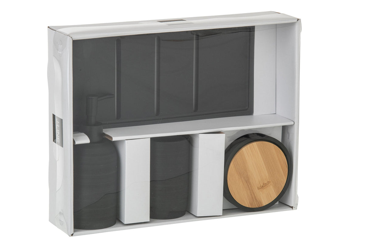 Soap Dispenser On Tray Polyresin Black/Natural