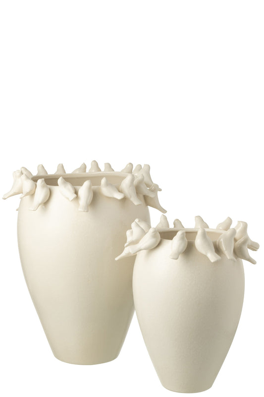 Vase Budgie Clay White Large