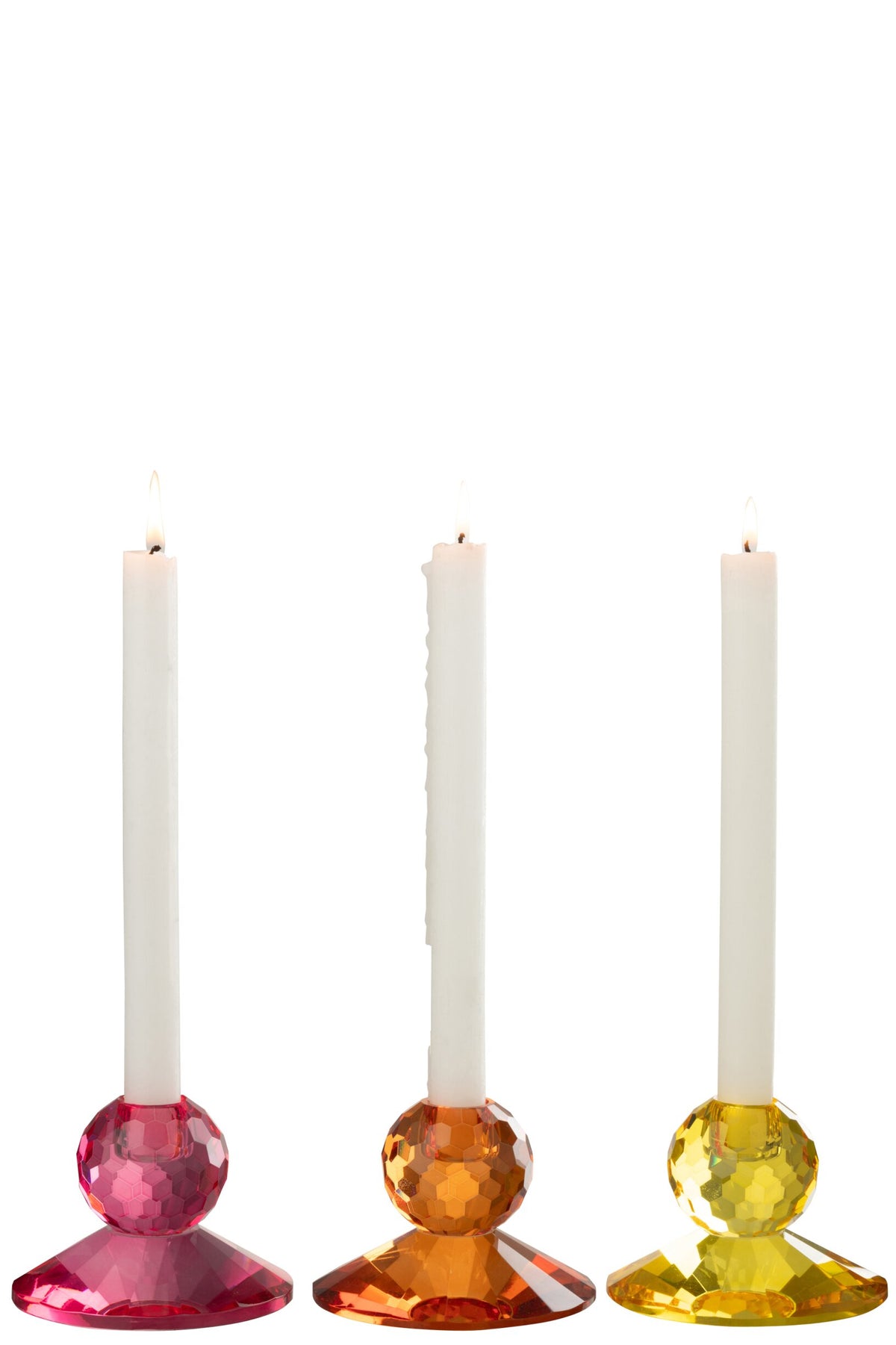 Kaarshouder Bal Glas Geel/Oranje Assortiment Van 3