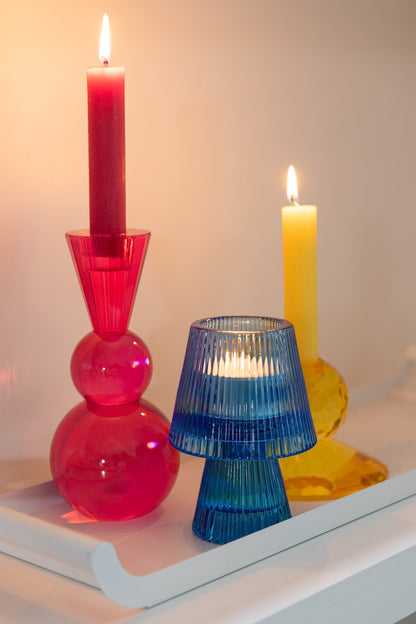Kaarshouder Bal Glas Geel/Oranje Assortiment Van 3