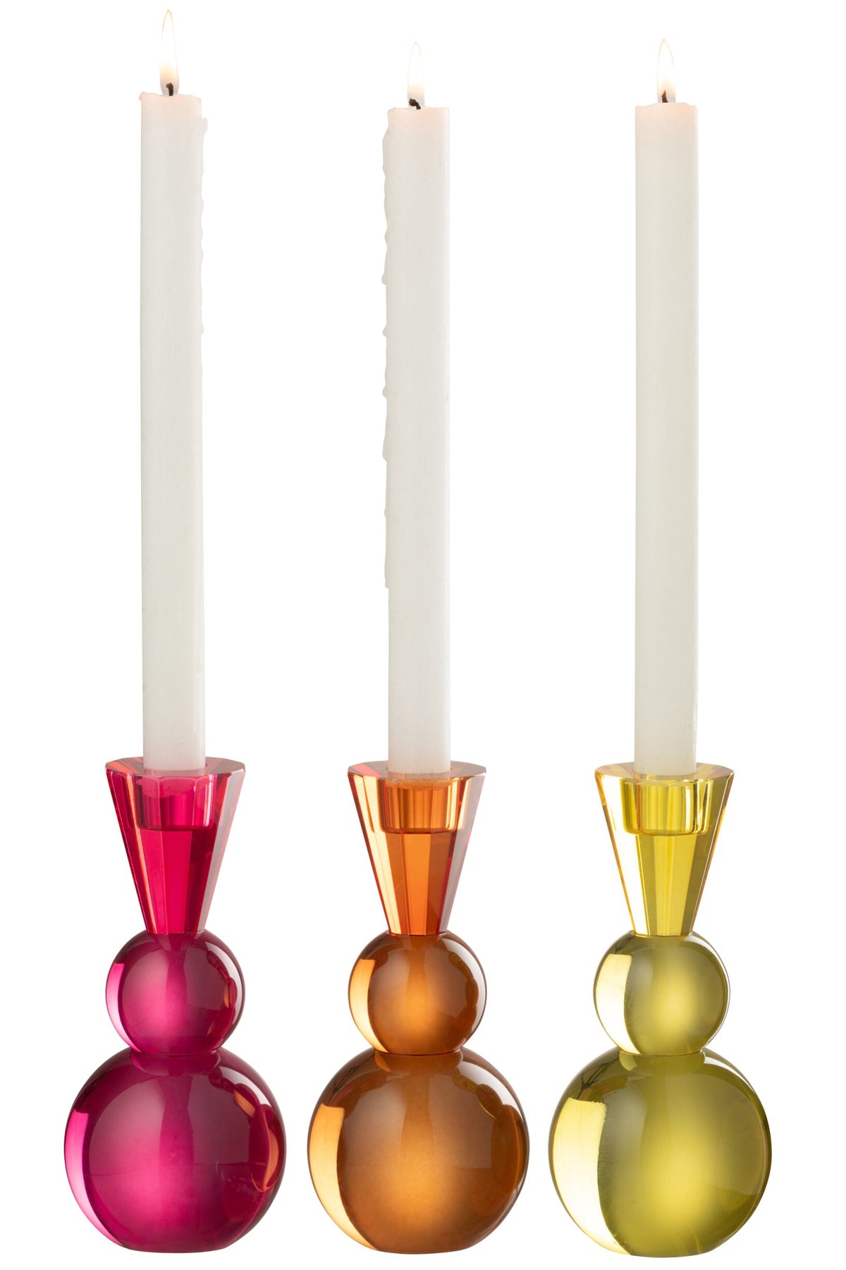 Kaarshouder Bal Glas Geel/Oranje Assortiment Van 3