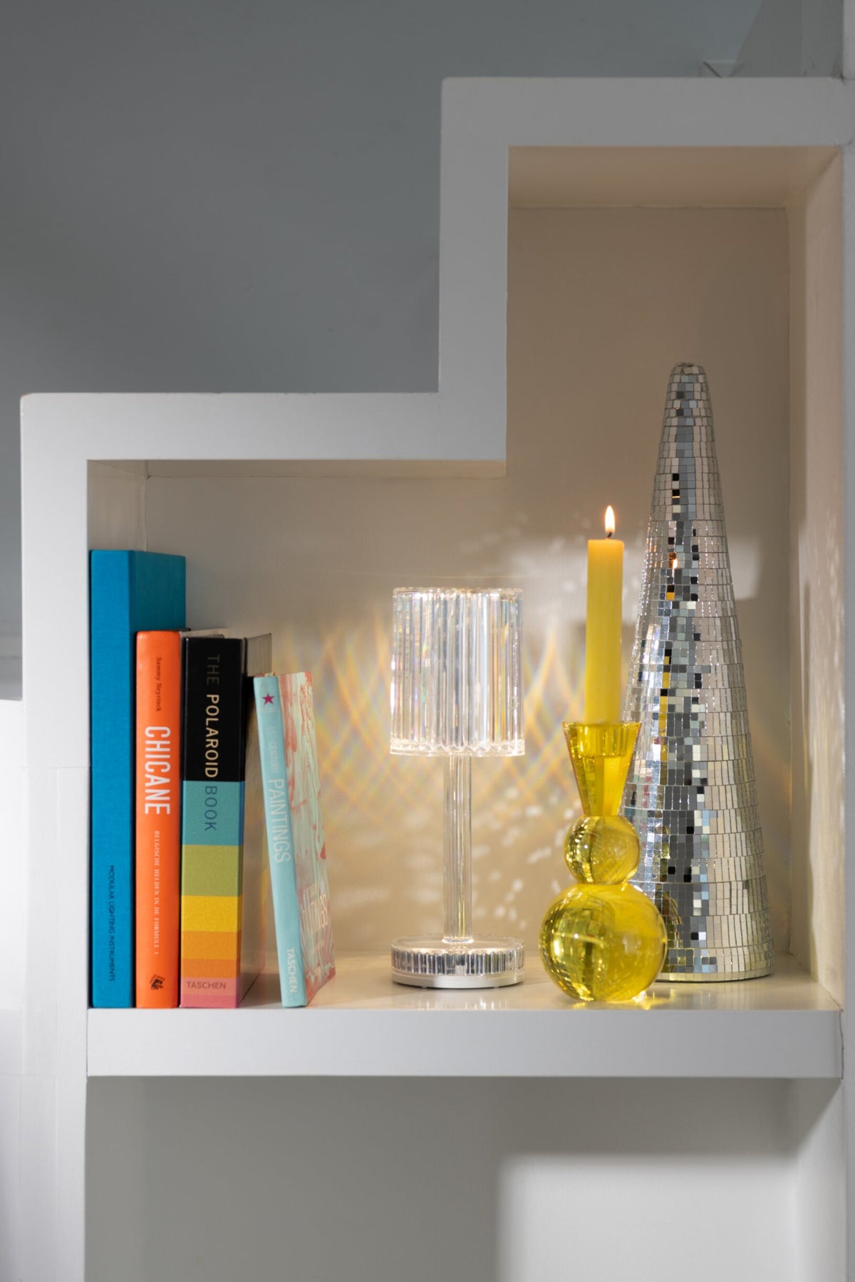 Kaarshouder Bal Glas Geel/Oranje Assortiment Van 3