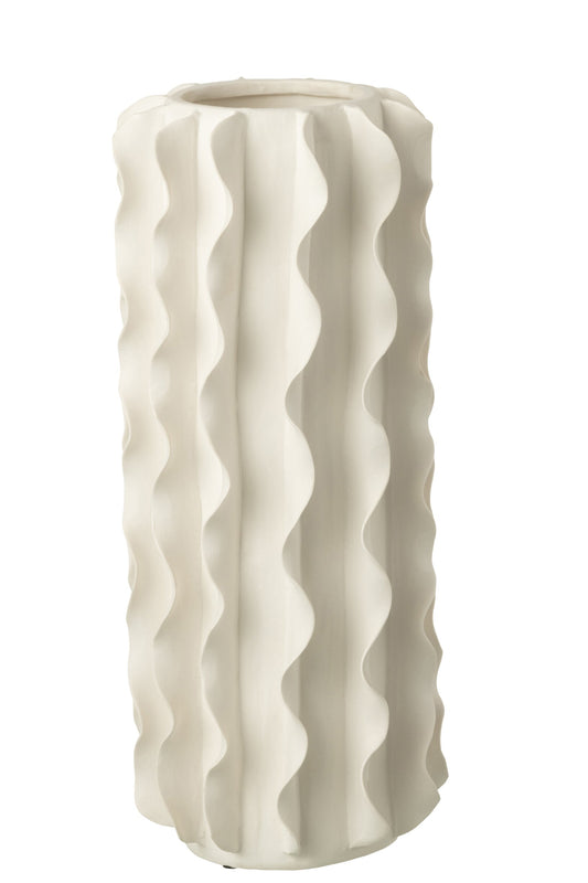 Vase Helix Cylinder Ceramic White
