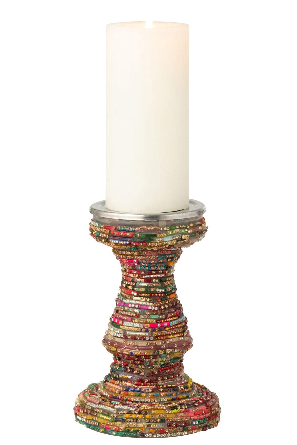 Kandelaar Kralen Glas Roze/Goudkleurig