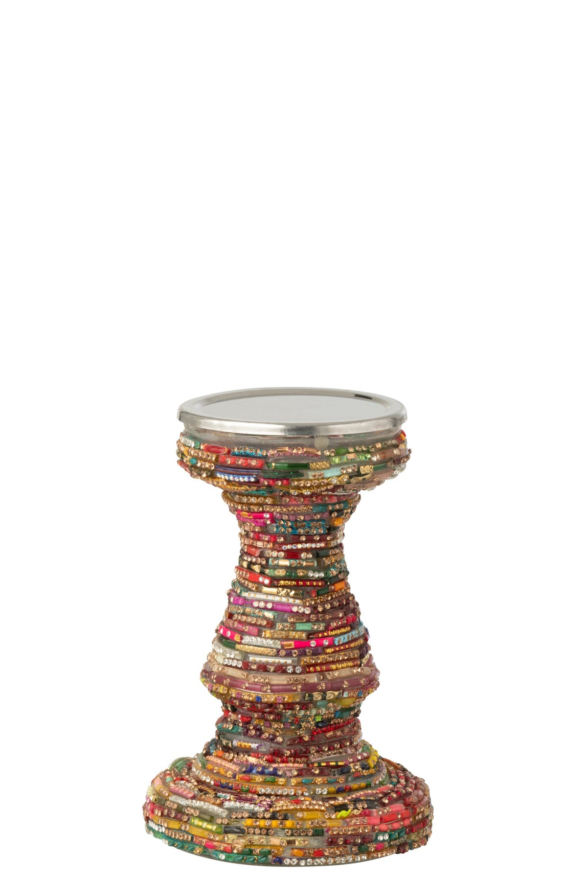 Kandelaar Kralen Glas Roze/Goudkleurig