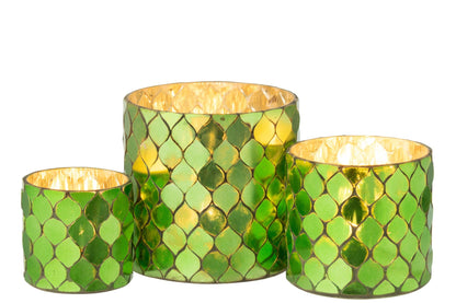 Kaarshouder Cilinder Mozaïek Glas Groen