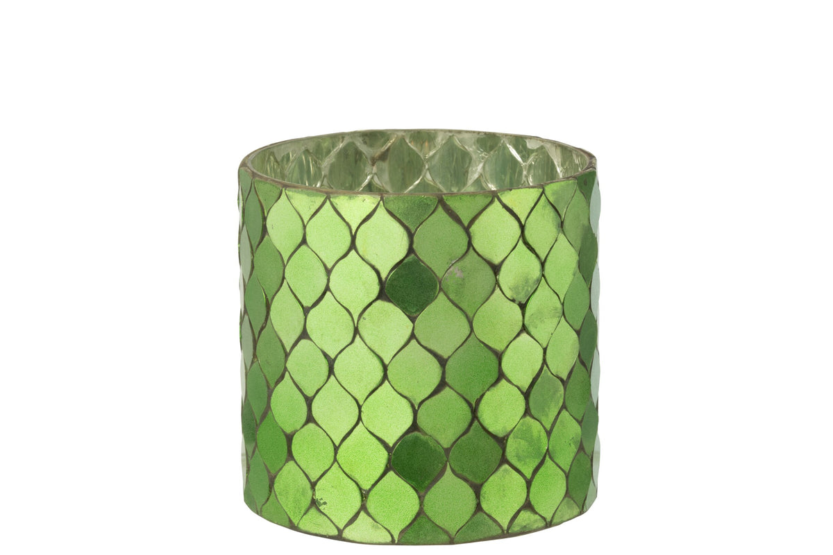 Kaarshouder Cilinder Mozaïek Glas Groen