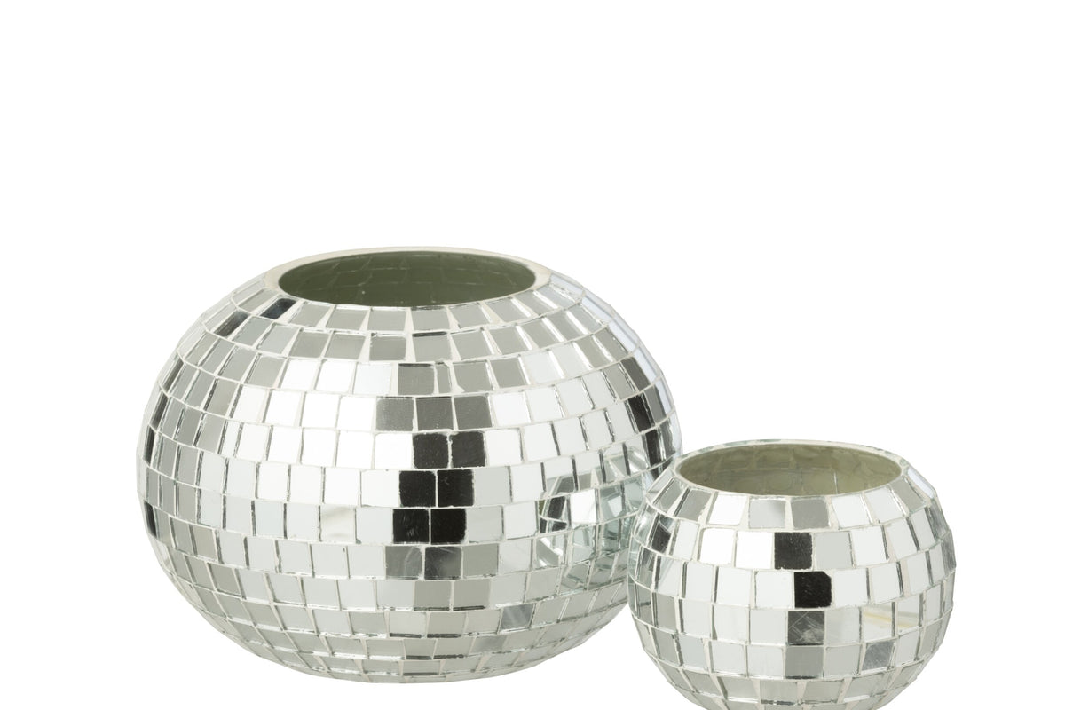Kaarshouder Bal Mozaïek Glas Zilverkleurig