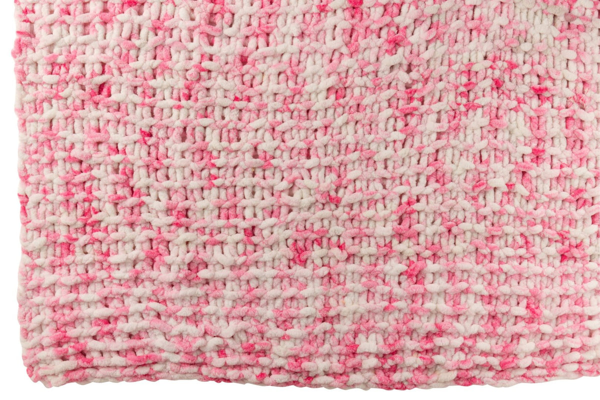 Blanket Knitted Polyester Pink/White