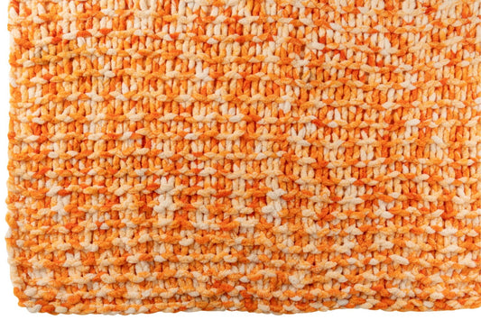 Blanket Knitted Polyester Orange/White