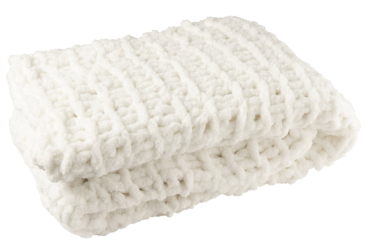 Blanket Knitted Polyester White