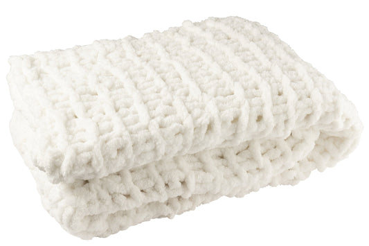 Blanket Knitted Polyester White