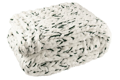 Blanket Knitted Polyester White/Dark Green