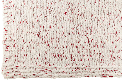 Blanket Knitted Polyester White/Christmas Red