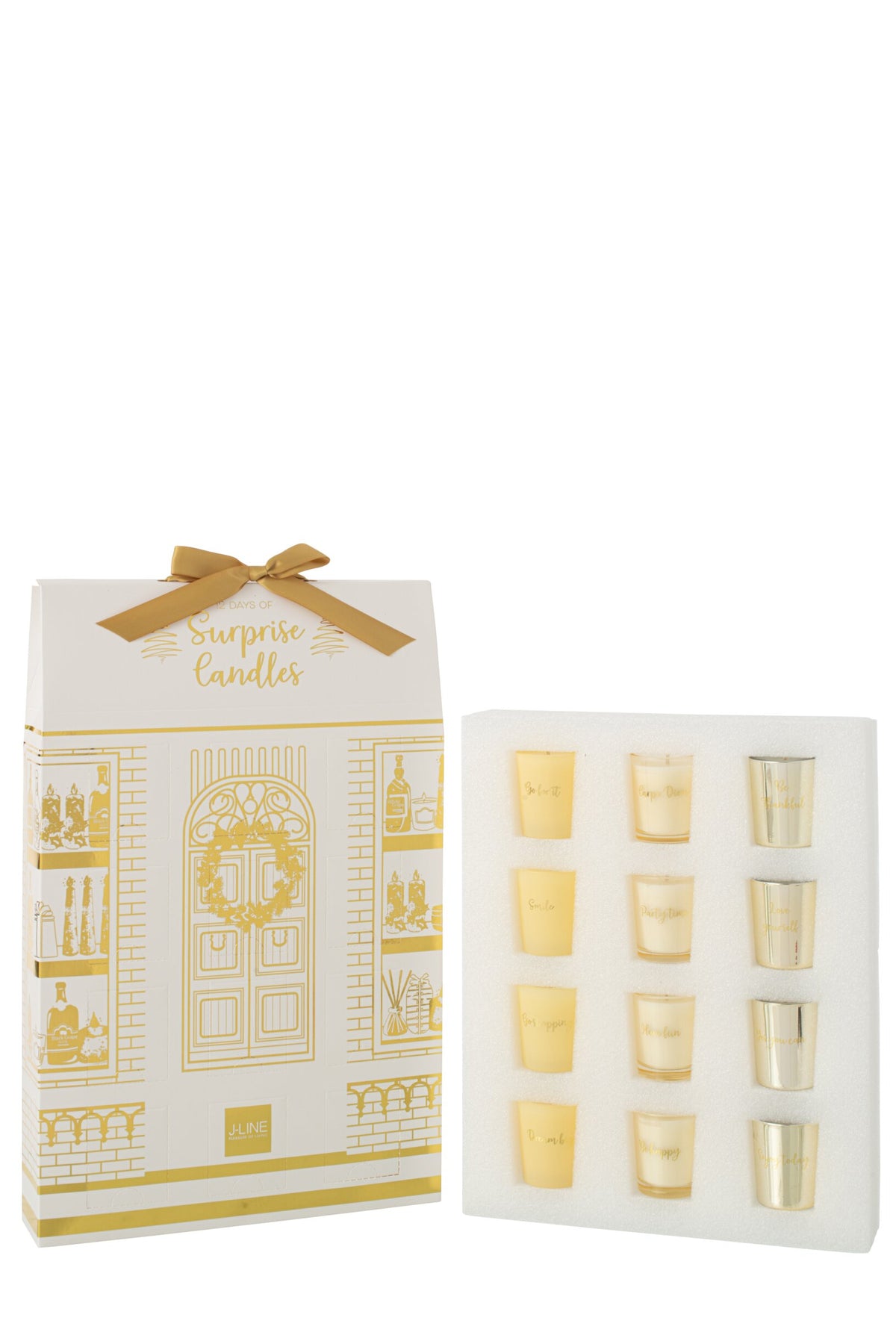 Geurkaars 12 Candles Surprise Window Was Goudkleurig/Wit