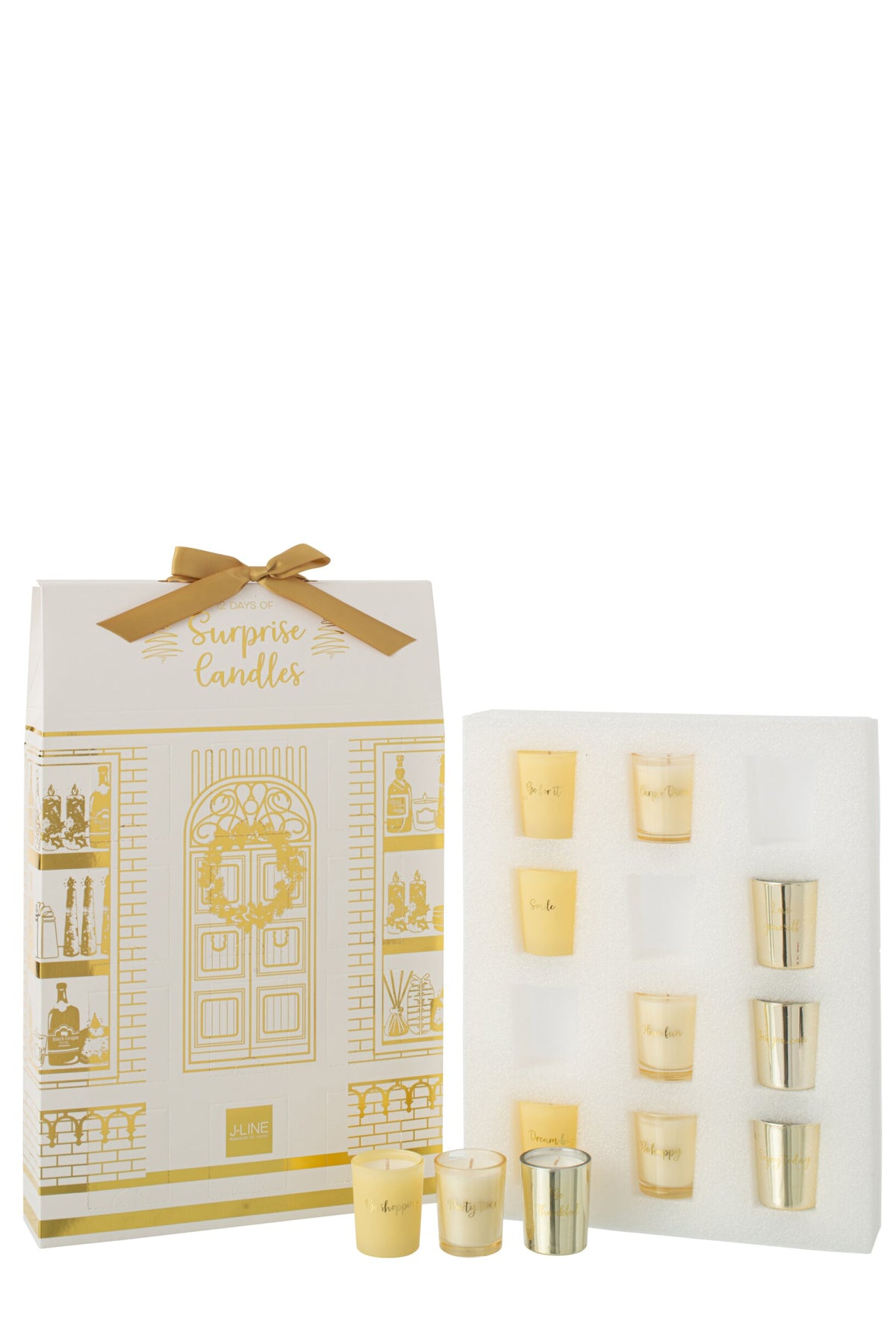 Geurkaars 12 Candles Surprise Window Was Goudkleurig/Wit