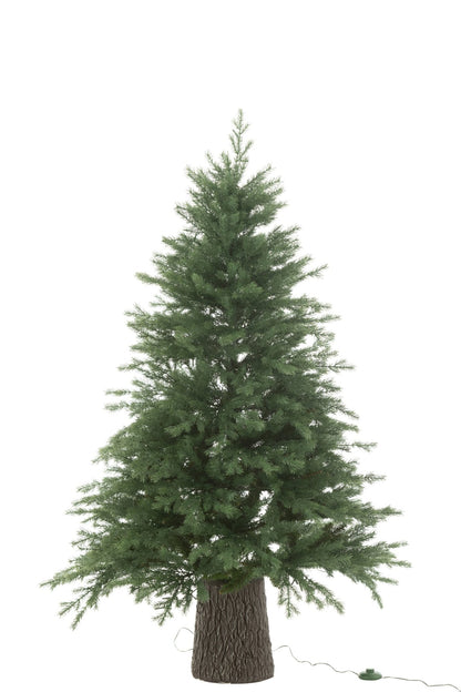Christmas Tree 600 LED Wooden Base Artificial Dark Green