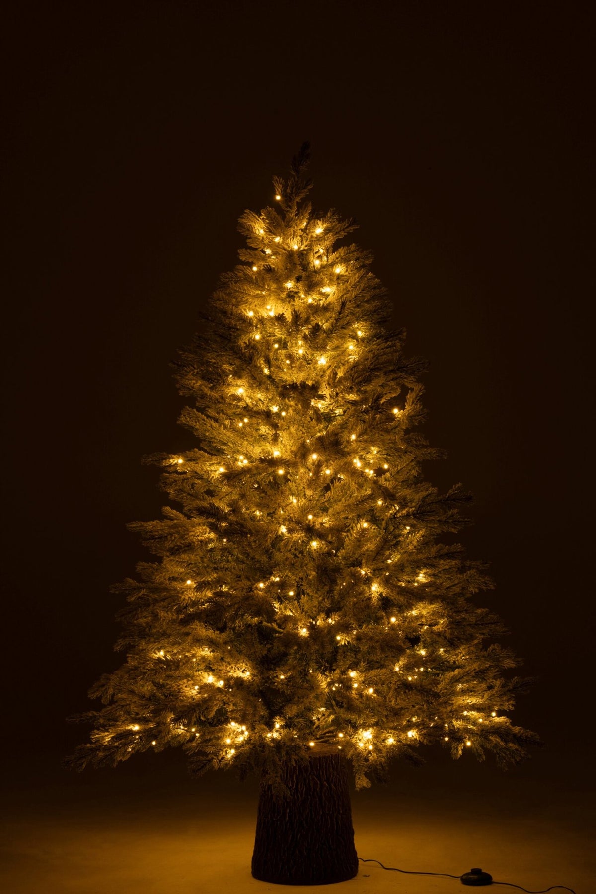 Christmas Tree 600 LED Wooden Base Snowy Artificial Dark Green
