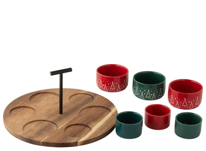 Tapas servies krijtbord kerst rood/donkergroen groot