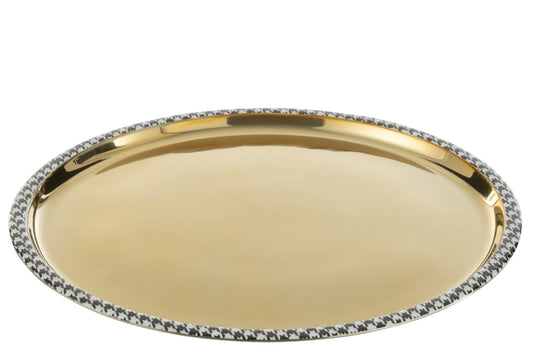 Dienblad rond Pied-de-poule roestvrij staal goudkleurig