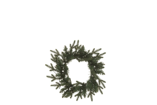 Wreath 20 LED Artificial Round Dark Green Small