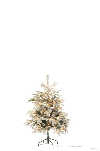 Christmas Tree 120 LED Snowy Artificial Dark Green/White Small
