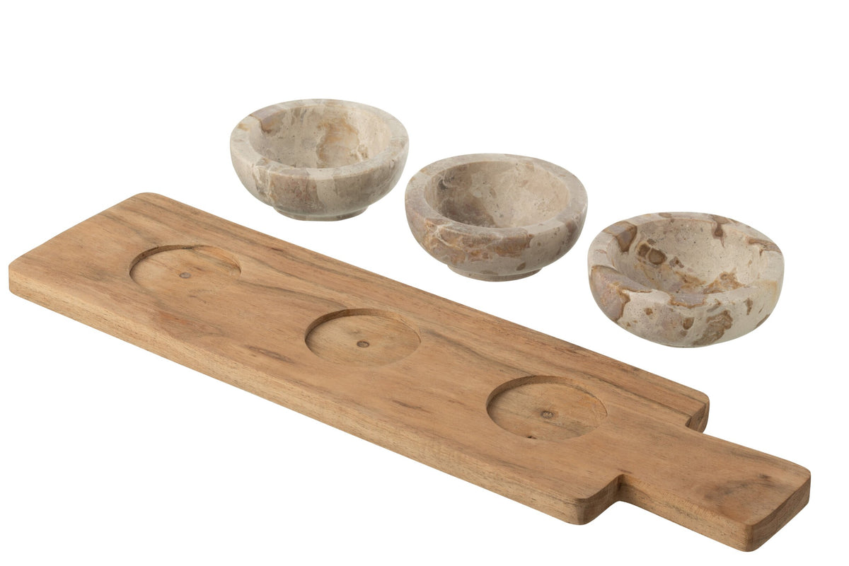 Kruiden set marmer naturel/beige
