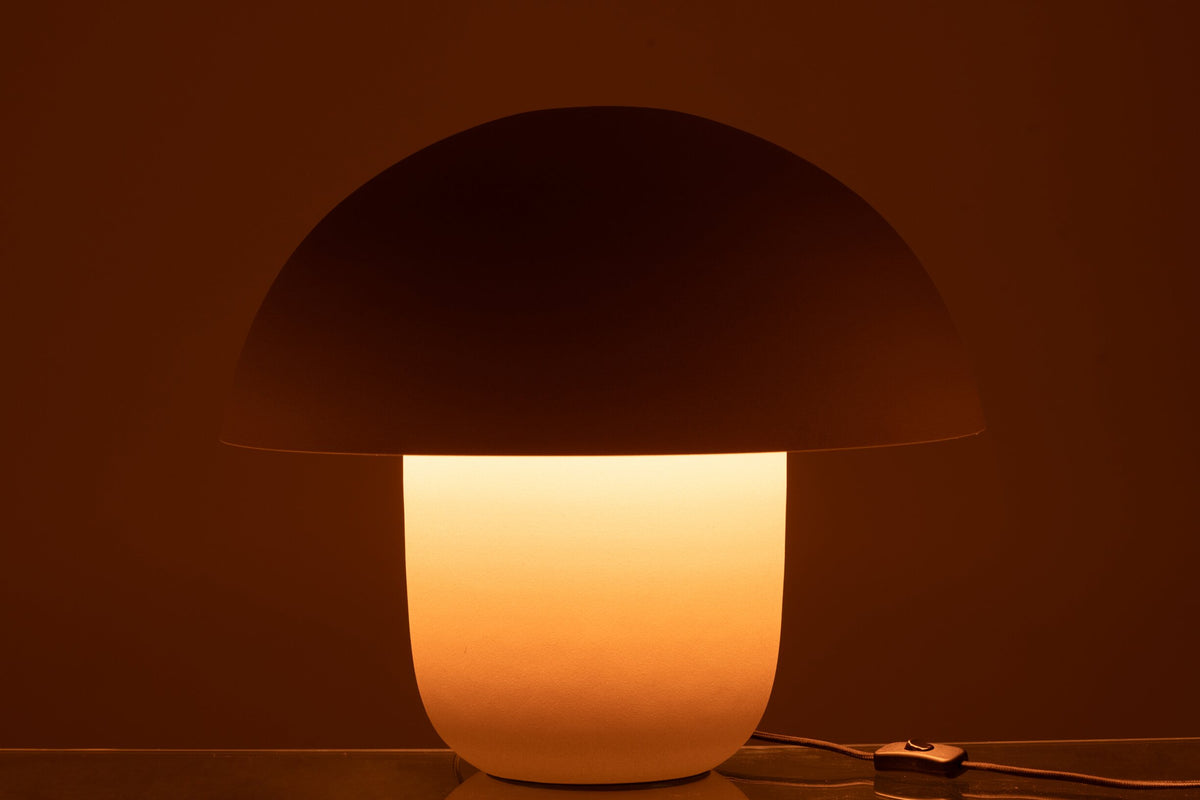 Large greige iron table lamp