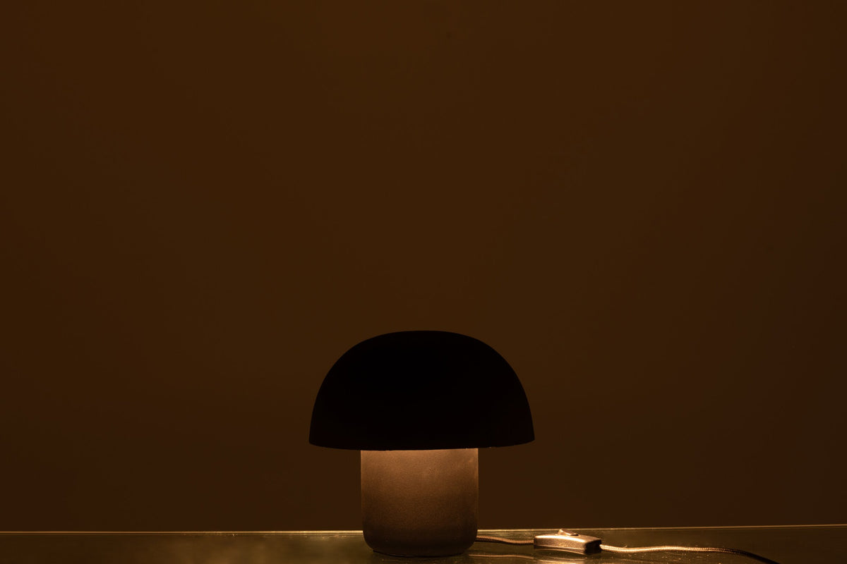 Small black iron table lamp