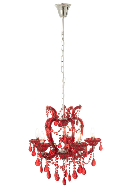 Plafondlamp kroonluchter antiek glas rood